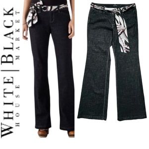 NWT White House Black Market Noir
Crosshatch Trouser Jeans Denim with Sash-14S